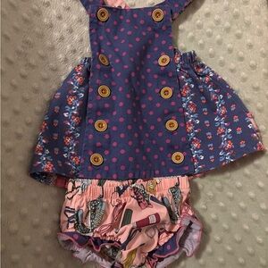 Matilda Jane 0-3 month Polka Dot and Floral Reversible Dress with Bloomers